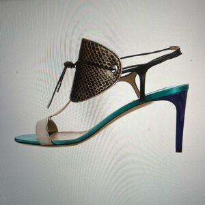 Salvatore Ferragamo Multicolor Leather & Snakeskin Slingback Heels